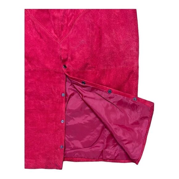 Vintage Women G -III Red Suede Leather Pencil Skirt Size 11 Sexy Buttons On Back - Picture 5 of 8